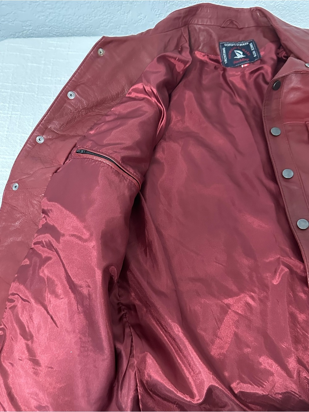 Giorgio Di Mare Tahoe Leather Jacket Burgundy Sz M Yachting Sailing Trucker Moto - Picture 6 of 11